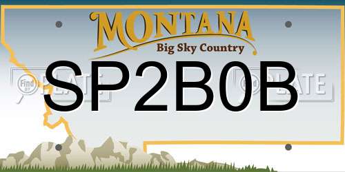 SP2B0B Montana License Plate