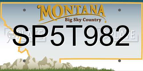 SP5T982 Montana License Plate