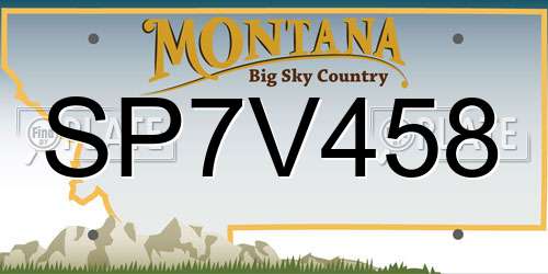 SP7V458 Montana License Plate