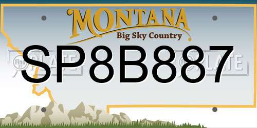 SP8B887 Montana License Plate