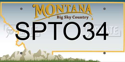 SPTO34 Montana License Plate