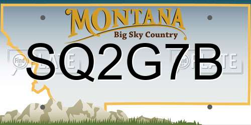 SQ2G7B Montana License Plate