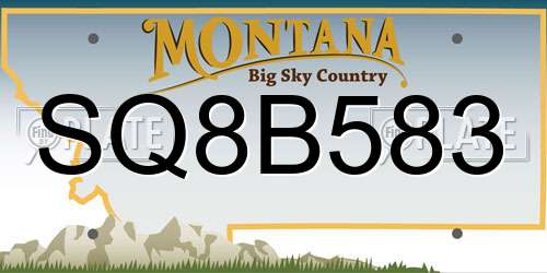 SQ8B583 Montana License Plate