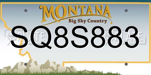 SQ8S883 Montana License Plate