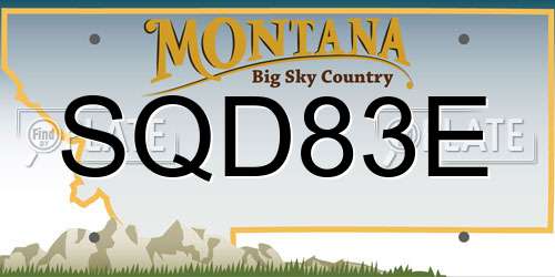 SQD83E Montana License Plate