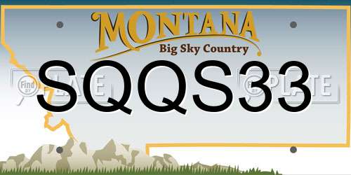 SQQS33 Montana License Plate
