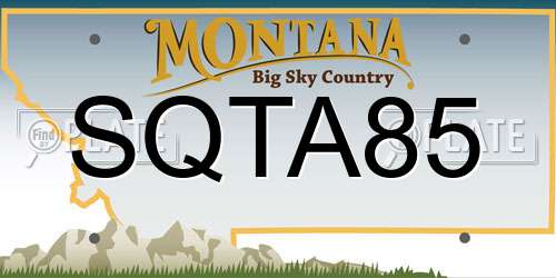 SQTA85 Montana License Plate