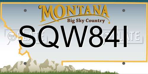 SQW84I Montana License Plate