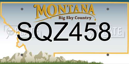 SQZ458 Montana License Plate