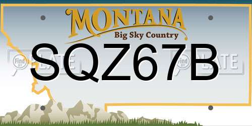 SQZ67B Montana License Plate