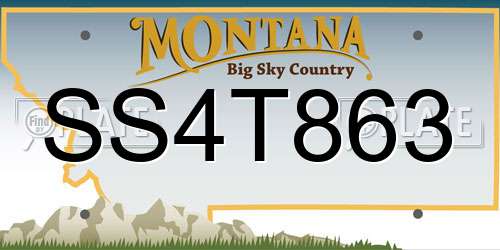 SS4T863 Montana License Plate