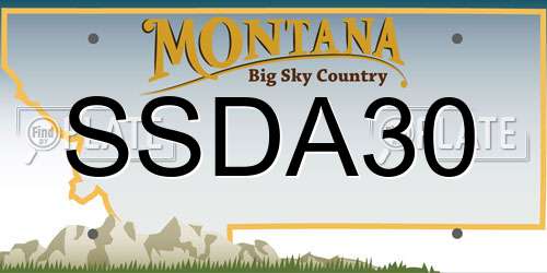 SSDA30 Montana License Plate