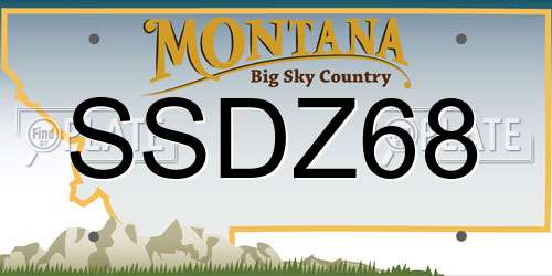 SSDZ68 Montana License Plate