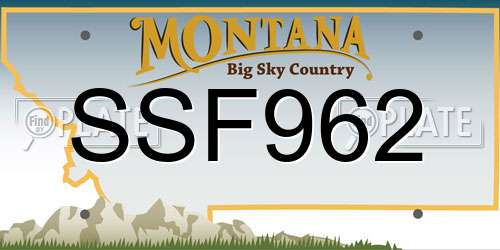 SSF962 Montana License Plate
