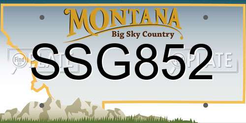SSG852 Montana License Plate
