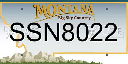 SSN8022 Montana License Plate
