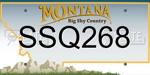 SSQ268 Montana License Plate