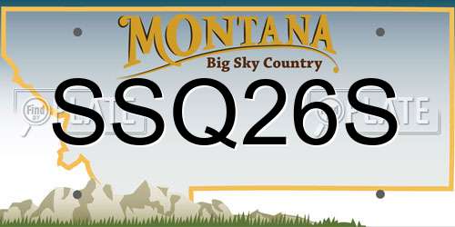 SSQ26S Montana License Plate