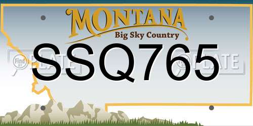 SSQ765 Montana License Plate
