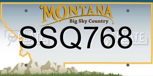 SSQ768 Montana License Plate