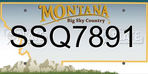 SSQ7891 Montana License Plate