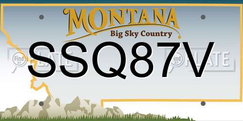 SSQ87V Montana License Plate
