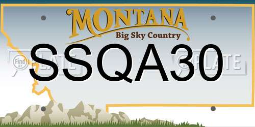 SSQA30 Montana License Plate