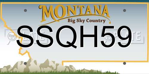 SSQH59 Montana License Plate