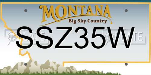 SSZ35W Montana License Plate