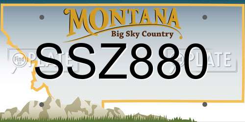 SSZ880 Montana License Plate
