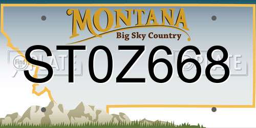 ST0Z668 Montana License Plate