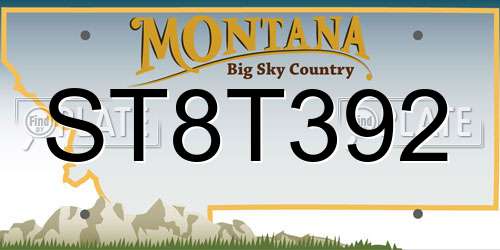 ST8T392 Montana License Plate