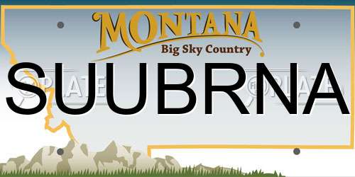 SUUBRNA Montana License Plate