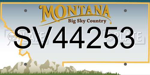 SV44253 Montana License Plate