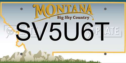 SV5U6T Montana License Plate