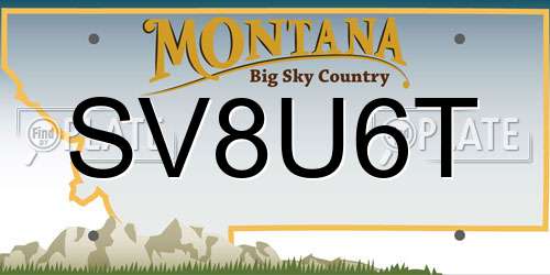 SV8U6T Montana License Plate