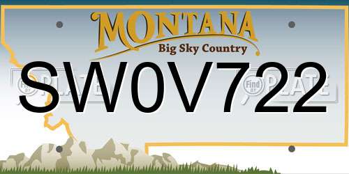 SW0V722 Montana License Plate
