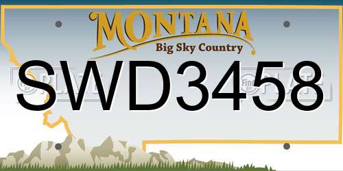 SWD3458 Montana License Plate