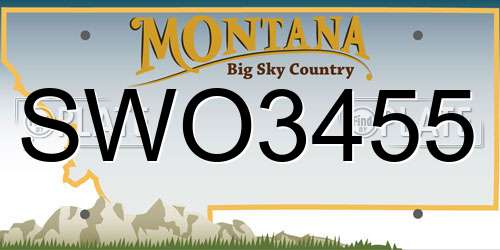 SWO3455 Montana License Plate