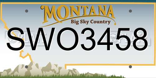 SWO3458 Montana License Plate