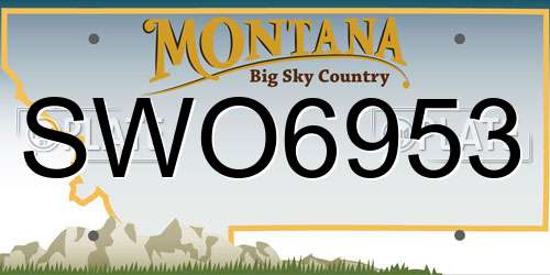 SWO6953 Montana License Plate
