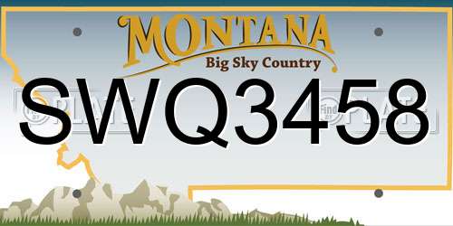 SWQ3458 Montana License Plate