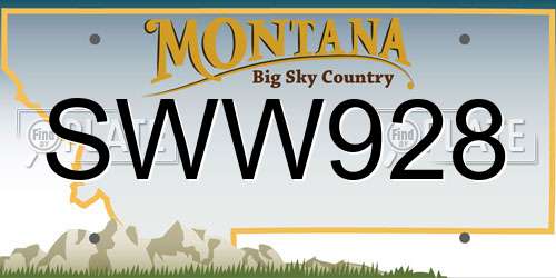 SWW928 Montana License Plate