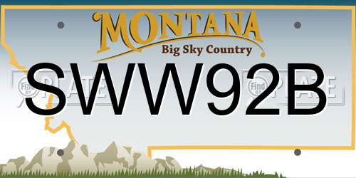SWW92B Montana License Plate