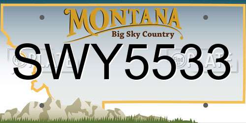 SWY5533 Montana License Plate