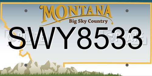 SWY8533 Montana License Plate