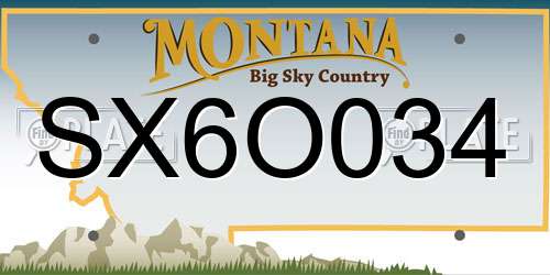 SX6O034 Montana License Plate