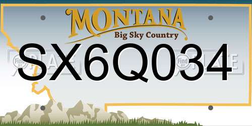 SX6Q034 Montana License Plate