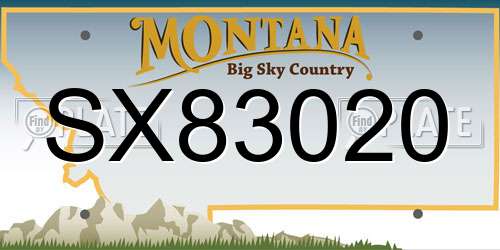 SX83020 Montana License Plate