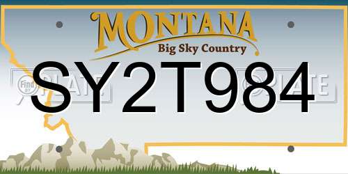 SY2T984 Montana License Plate